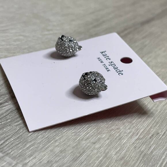 Kate Spade arctic friends polar bear pave mini studs Earrings - Picture 4 of 5